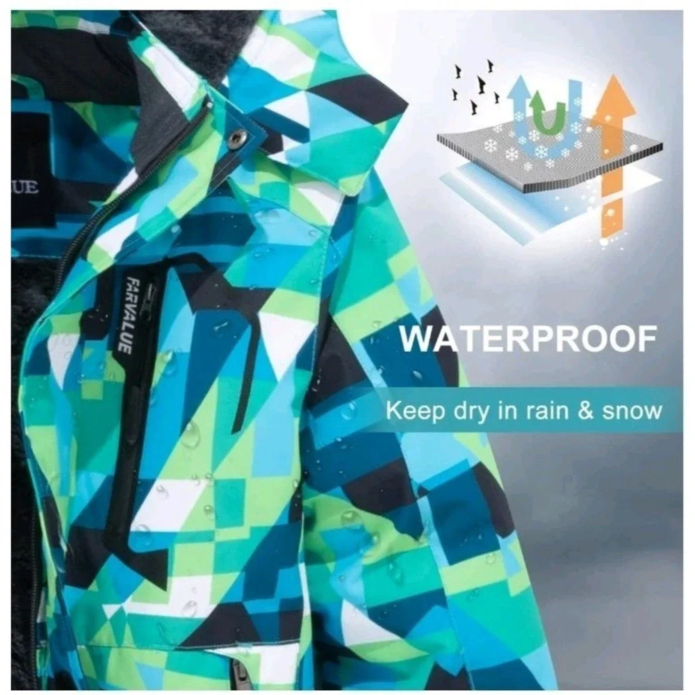 FARVALUE‎ Boys 10/12 Waterproof Ski Jacket Windproof Winter Snow Coat Outdoor